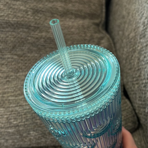 NWT Starbucks 2022 Mermaid Iridescent Tumbler Blue with Straw RARE - Picture 3 of 5